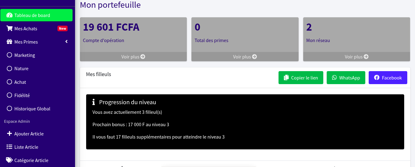 Boutique en ligne avec système de réseautage et fidélisation